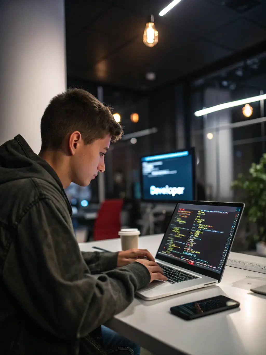 hombre programando software